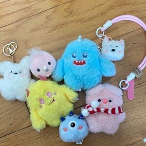 Fluffy Monster and Animal Keychain Set